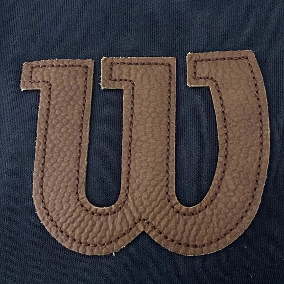 Wilsons Cropped Sweatshirt Wms Sz XS/S Gray Brown Faux Leather Logo Sportswear - Picture 9 of 13